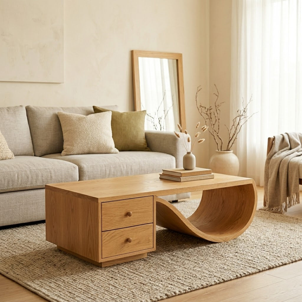 Curva Ribbon Solid Wood Coffee Table