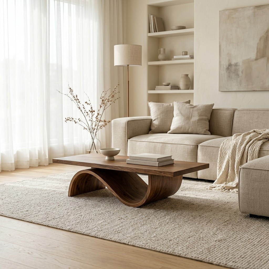 Curvilinear Wave Solid Wood Coffee Table