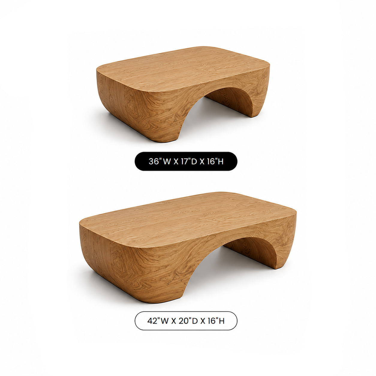Solis Arched Bridge Solid Wood Coffee Table For Living Room