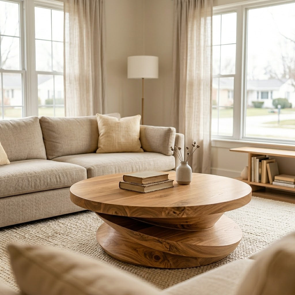 Volute Sculptural Solid Wood Coffee Table