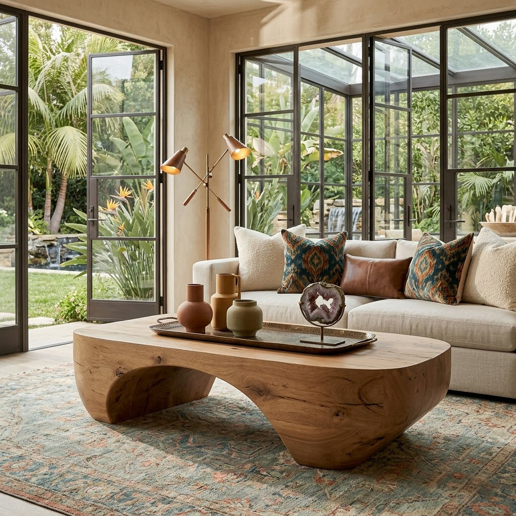 Solis Arched Bridge Solid Wood Coffee Table
