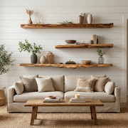 Handcrafted Solid Wood Floating Shelf With Live Edge Design