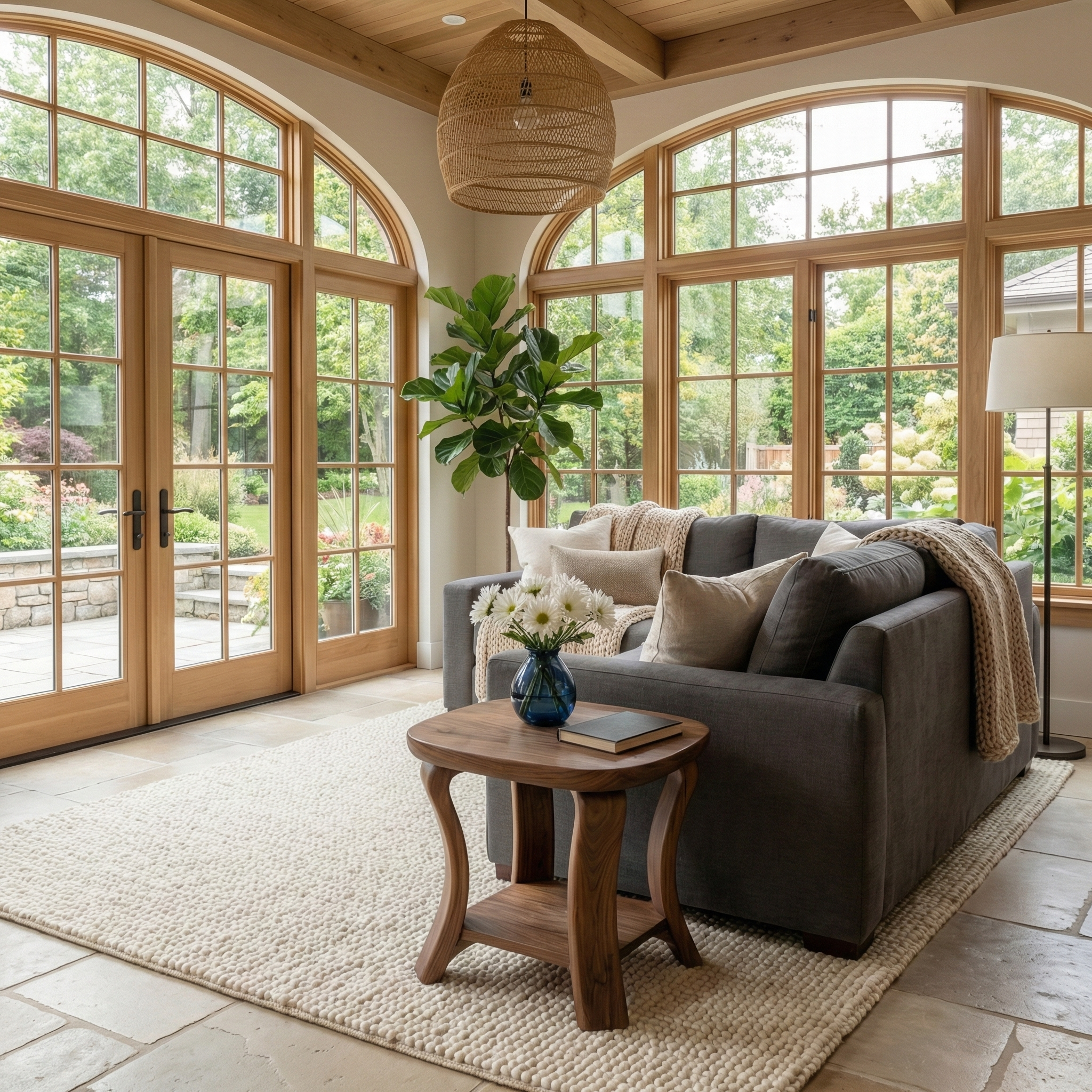 Handcrafted Solid Wood Side Table With Curved Legs And Lower Shelf