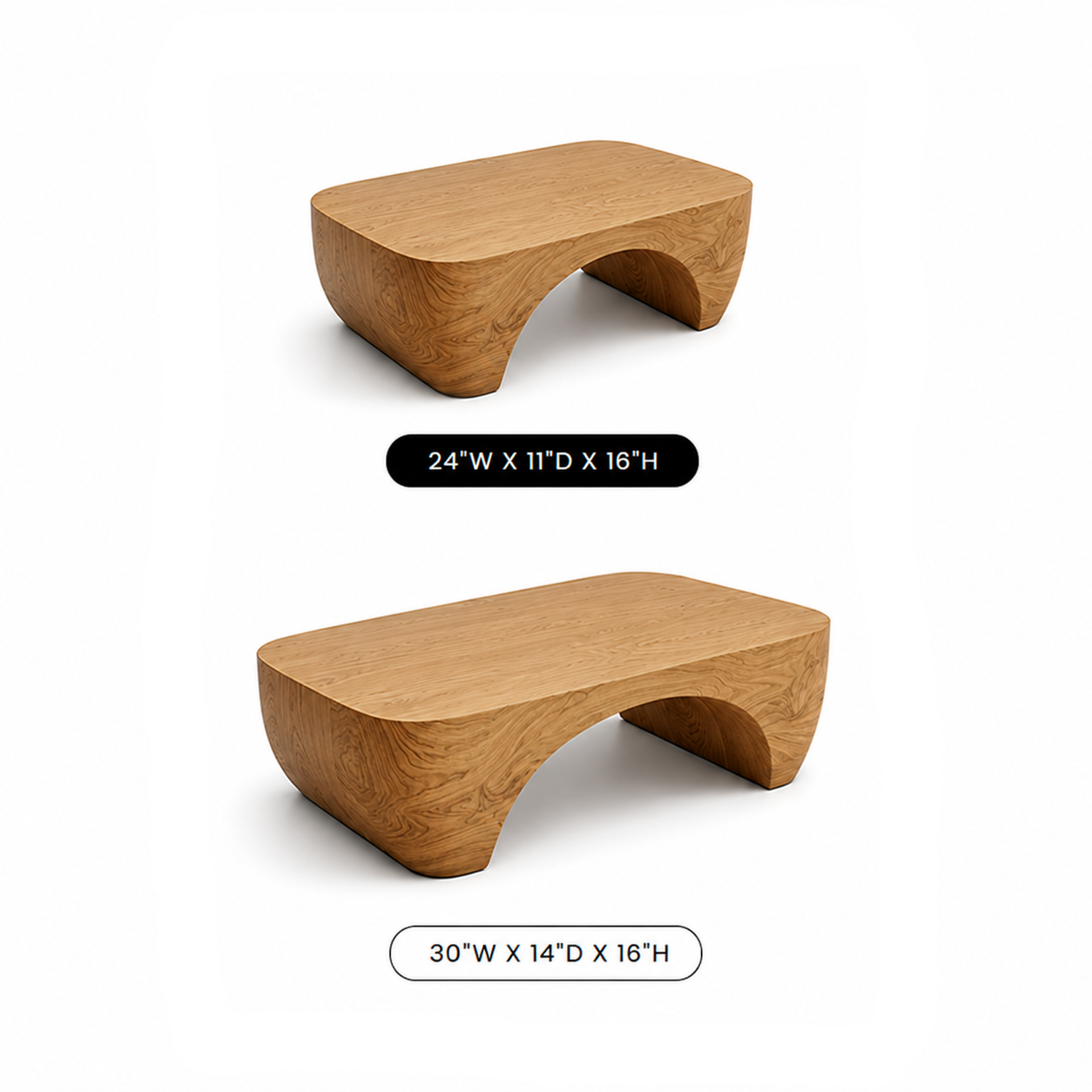 Solis Arched Bridge Solid Wood Coffee Table For Living Room