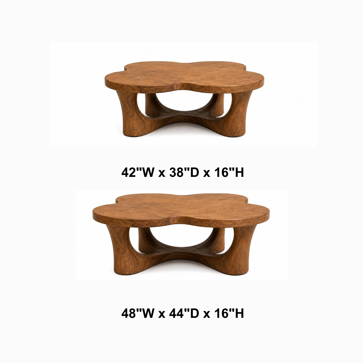Oran Sculptural-Arch Base Solid Wood Coffee Table For Living Room