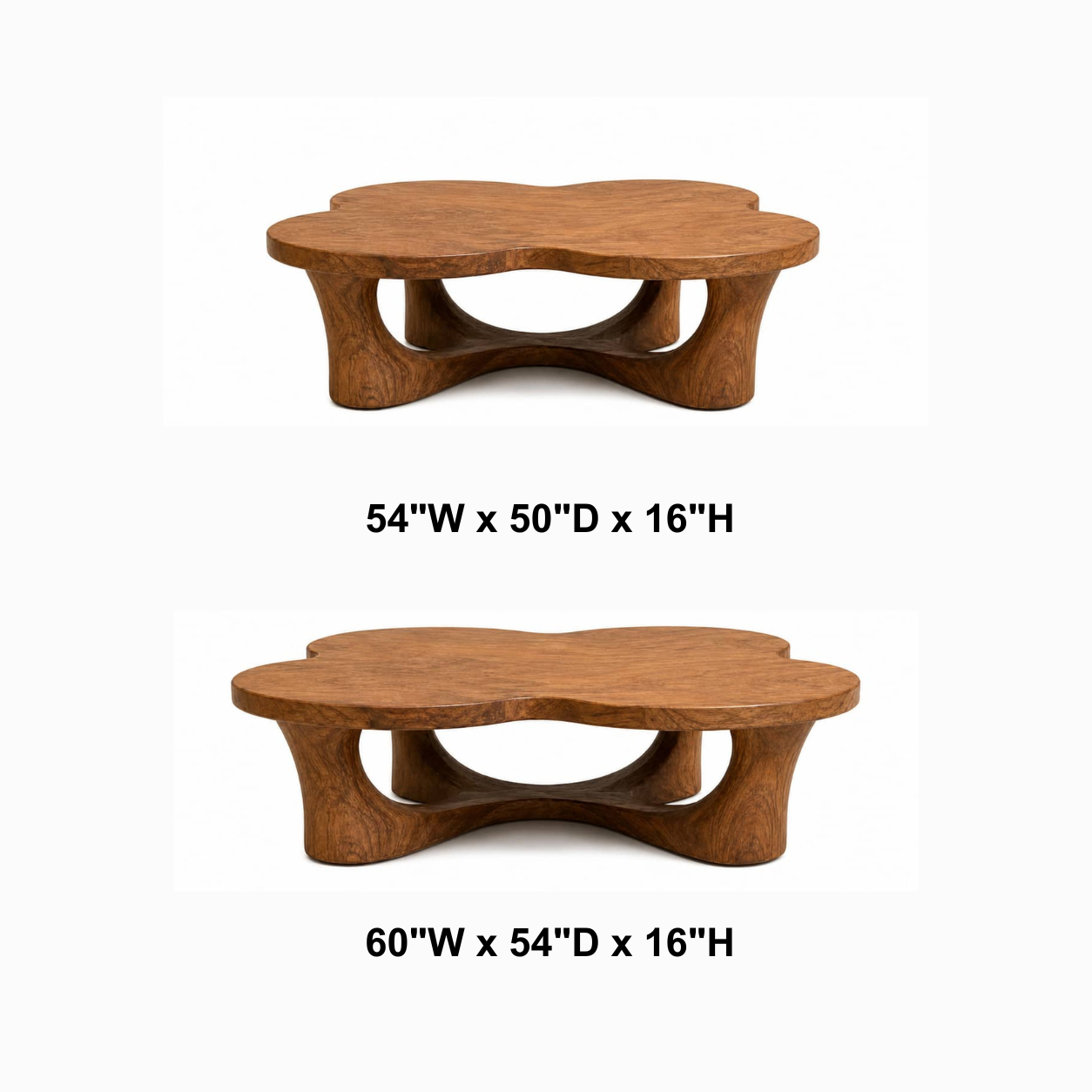 Oran Sculptural-Arch Base Solid Wood Coffee Table For Living Room