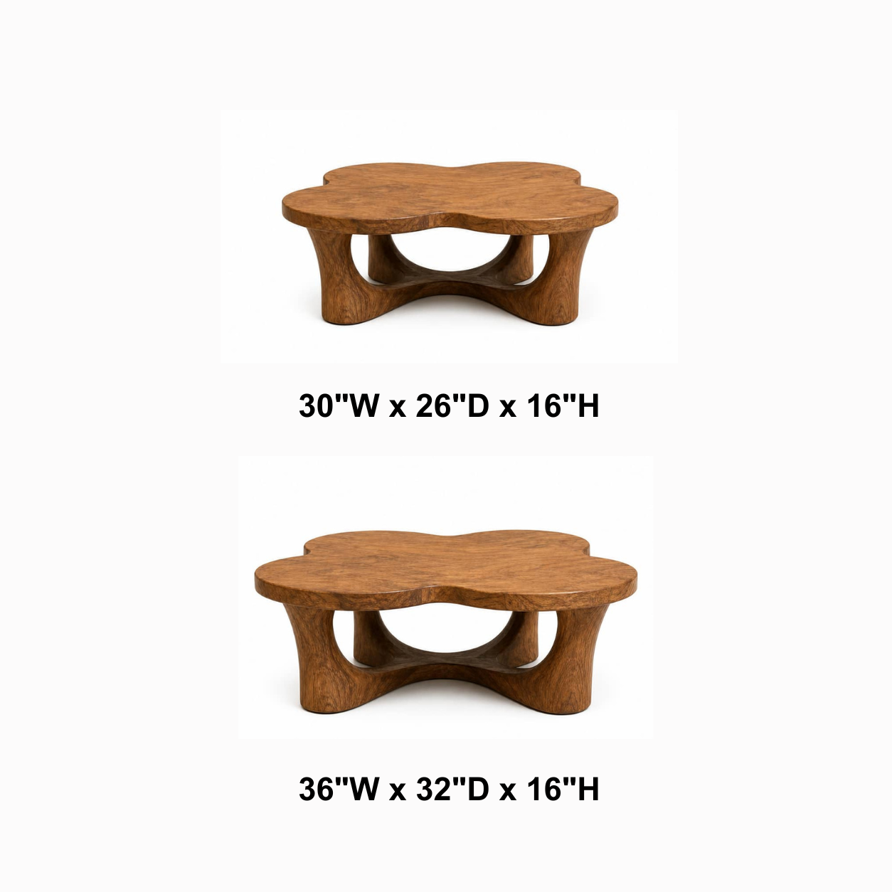 Oran Sculptural-Arch Base Solid Wood Coffee Table For Living Room