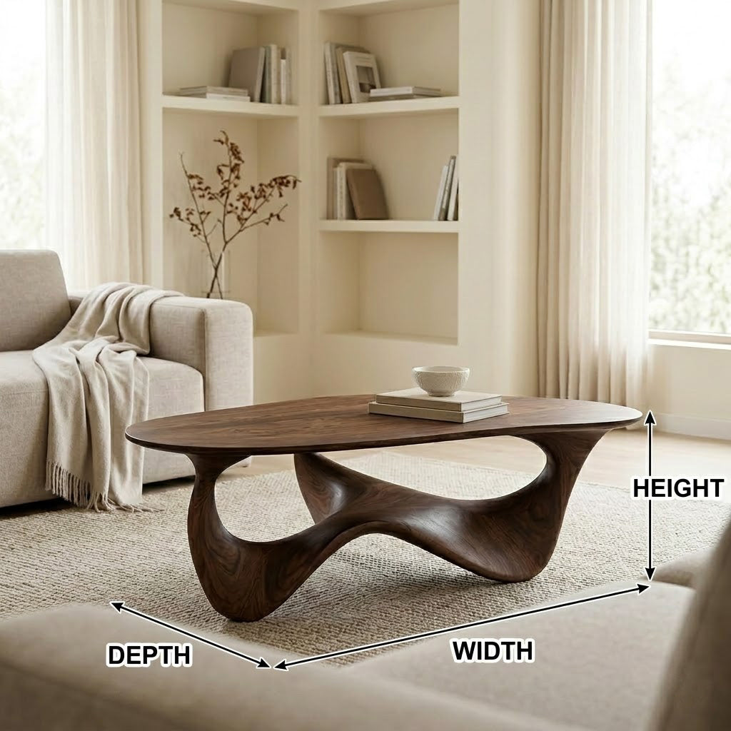 Elara Fluid Base Solid Wood Coffee Table
