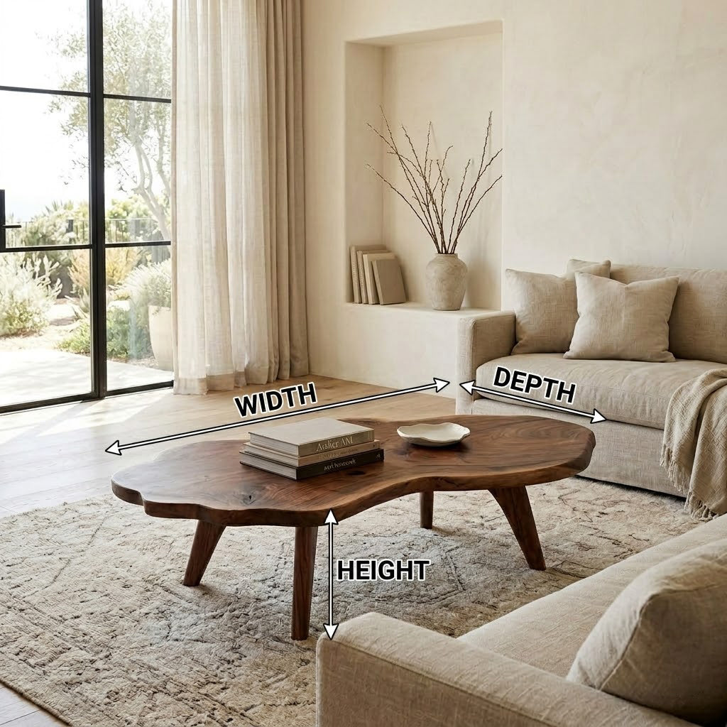 Nyssa Asymmetrical Organic Solid Wood Coffee Table