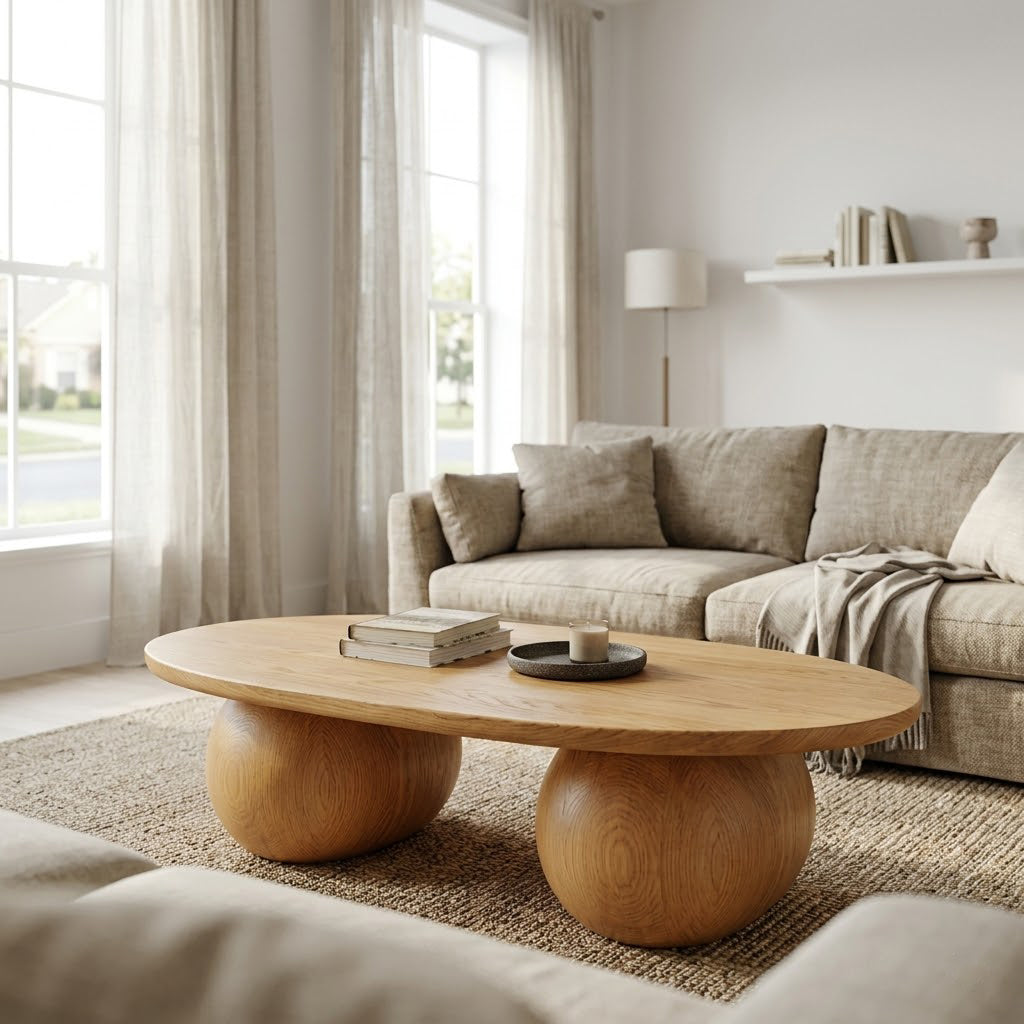 Bolla Twin Sphere Solid Wood Coffee Table