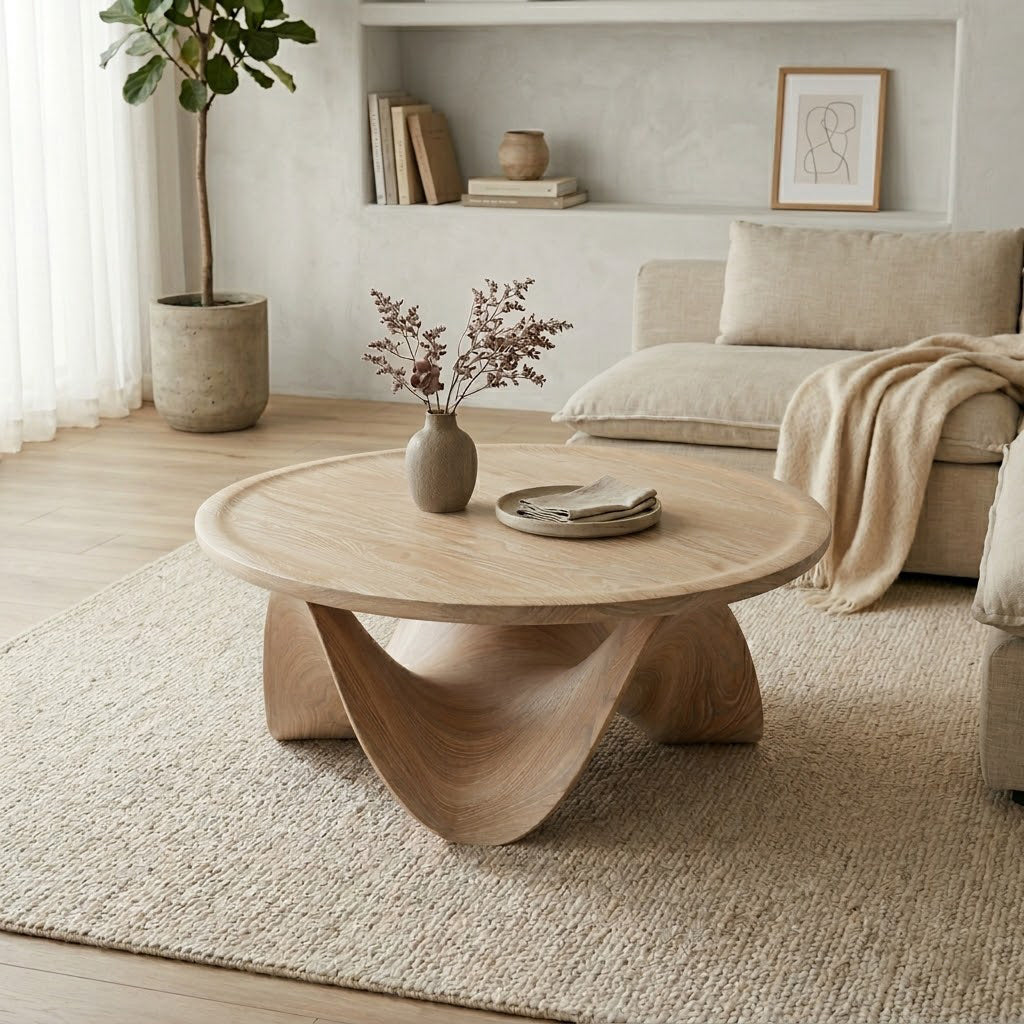Ondara Fluid Base Solid Wood Coffee Table