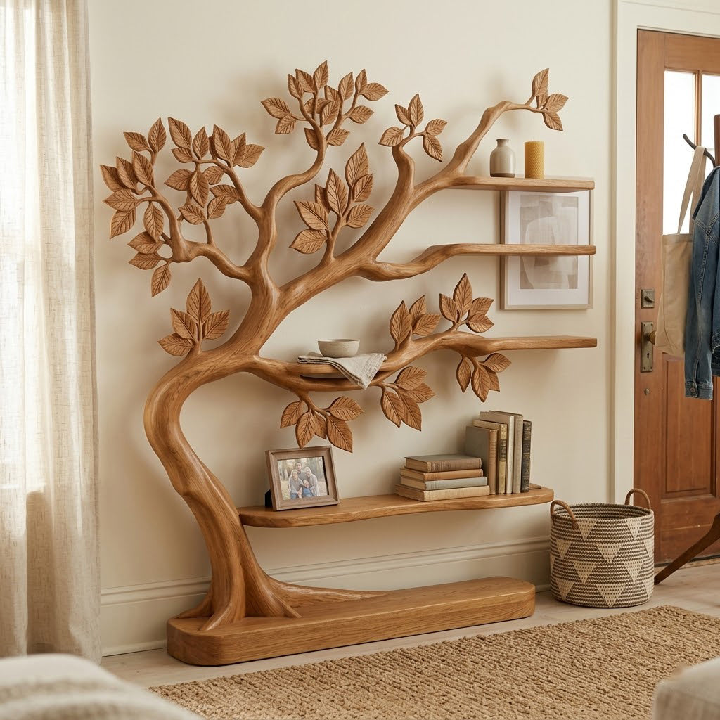 Sylvandor Sculptural Branching Solid Wood Tree Bookcase