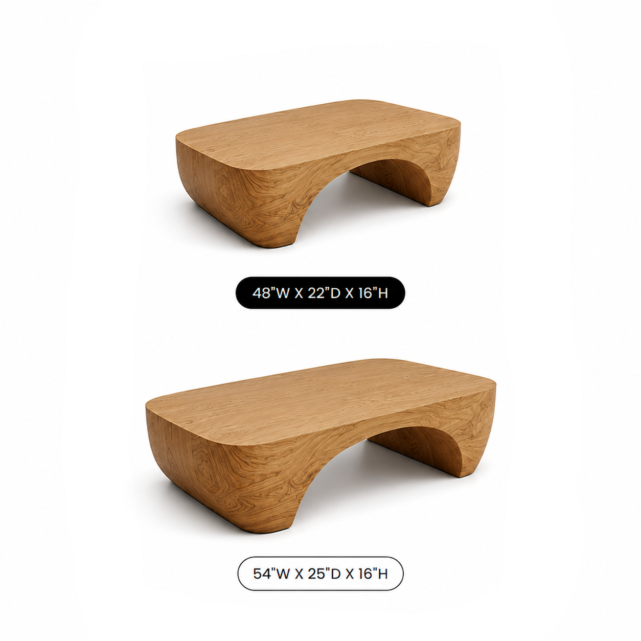 Solis Arched Bridge Solid Wood Coffee Table For Living Room