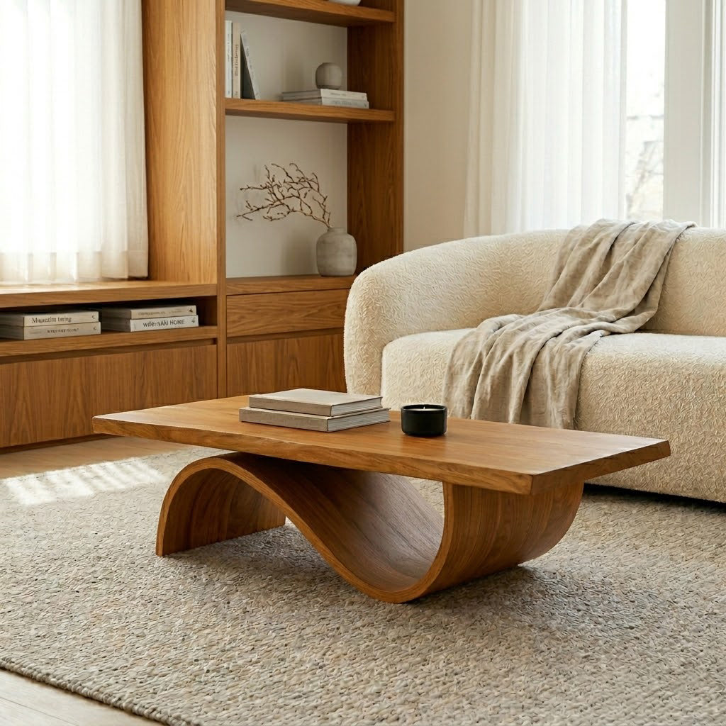 Curvilinear Wave Solid Wood Coffee Table