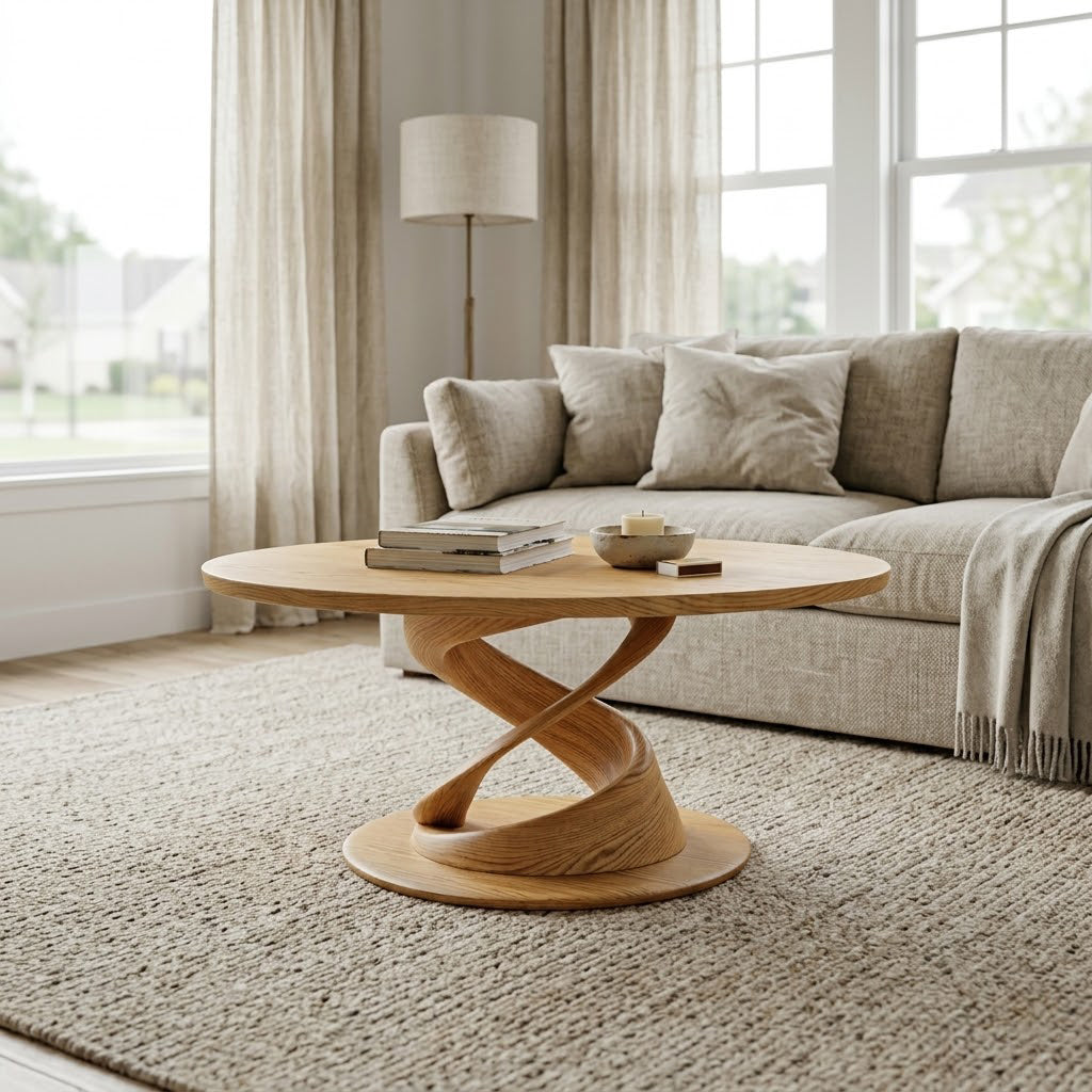 Torion Helix Carved Solid Wood Coffee Table