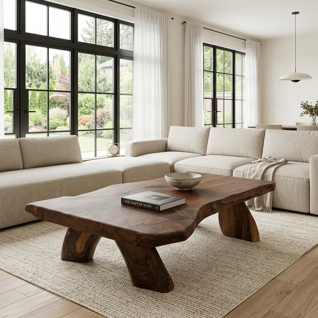 Arvion Thick Slab Solid Wood Low Coffee Table