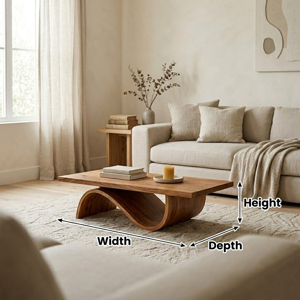 Curvilinear Wave Solid Wood Coffee Table