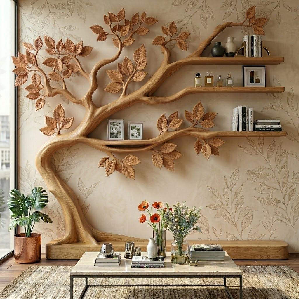 Sylvandor Sculptural Branching Solid Wood Tree Bookcase
