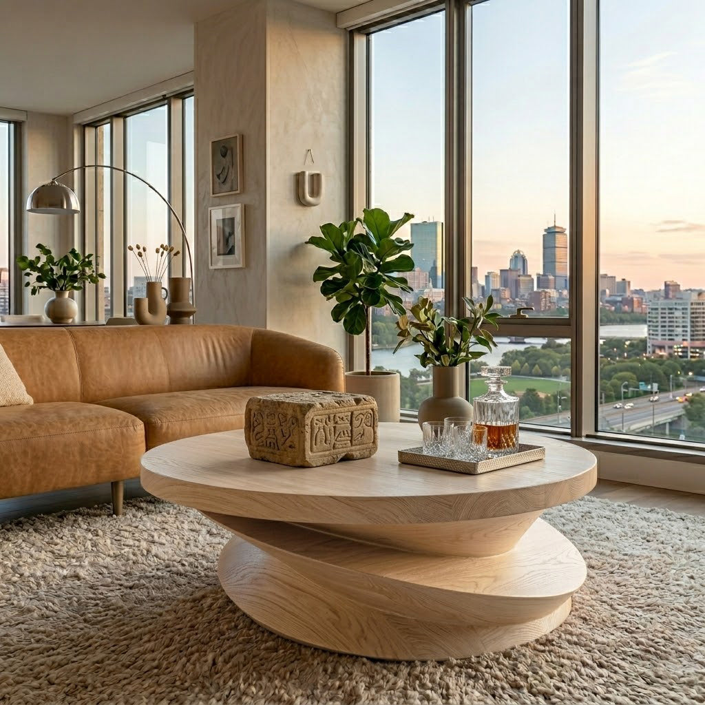 Volute Sculptural Solid Wood Coffee Table