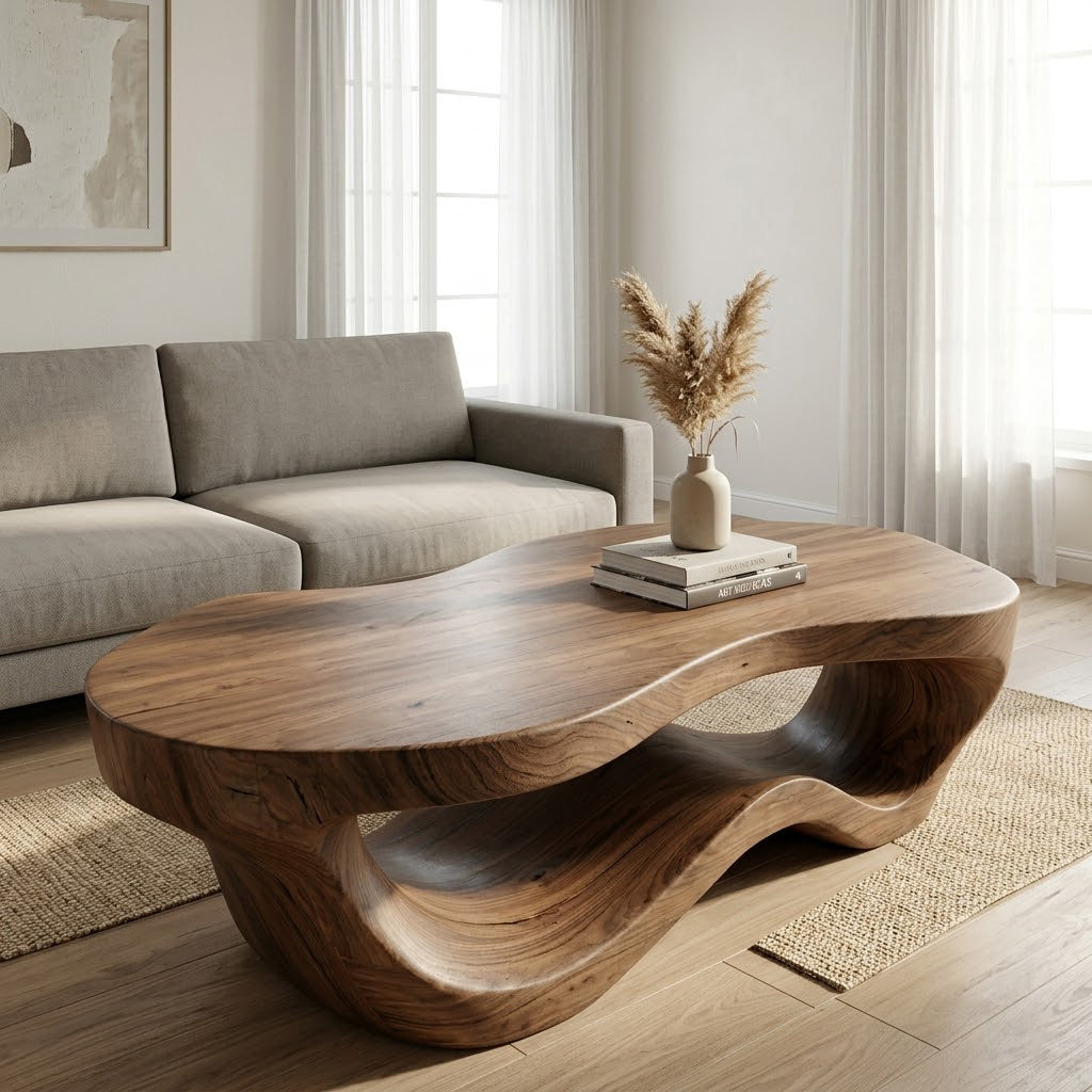 Aervon Fluid Loop Solid Wood Coffee Table