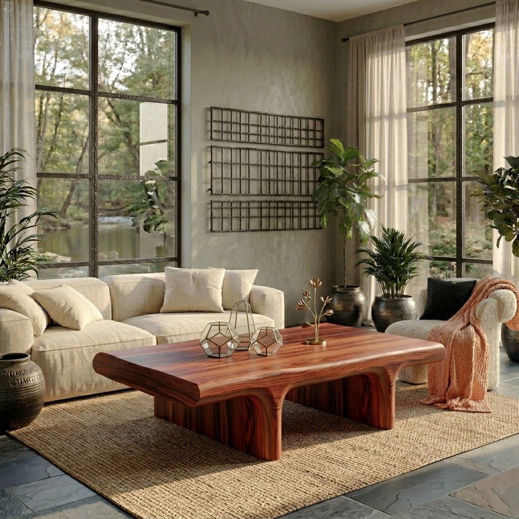 Koren Arched Monolith Solid Wood Coffee Table