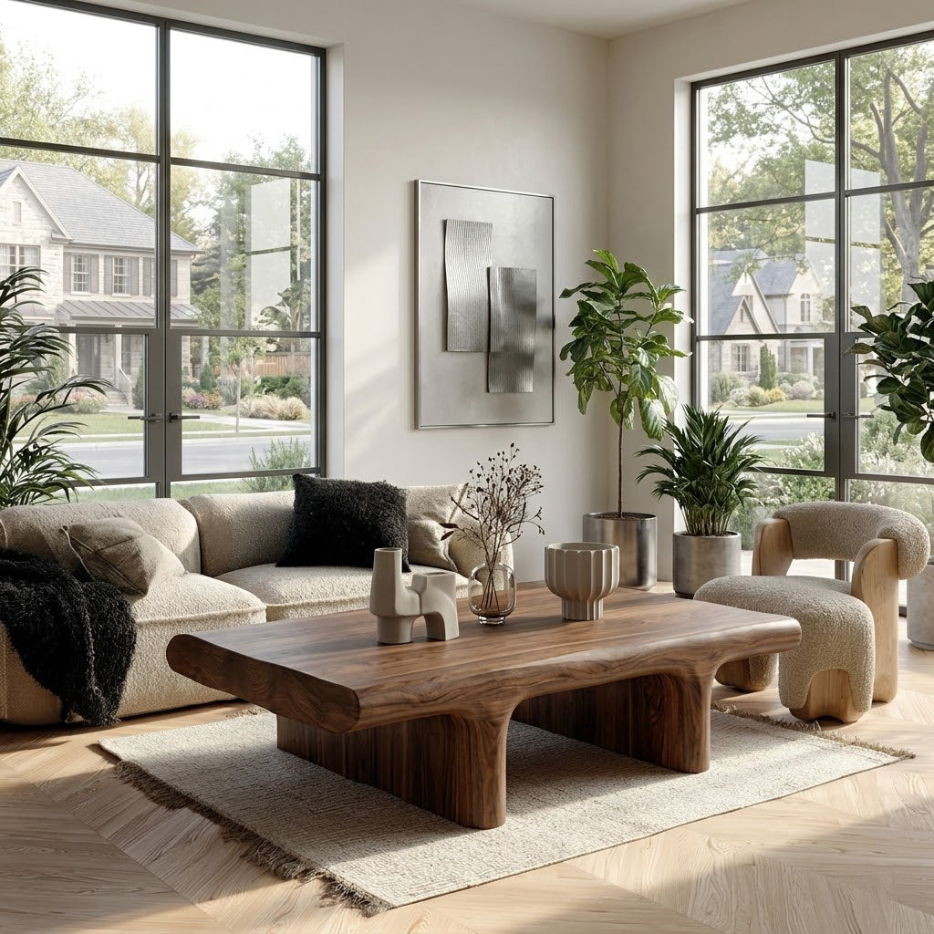 Koren Arched Monolith Solid Wood Coffee Table