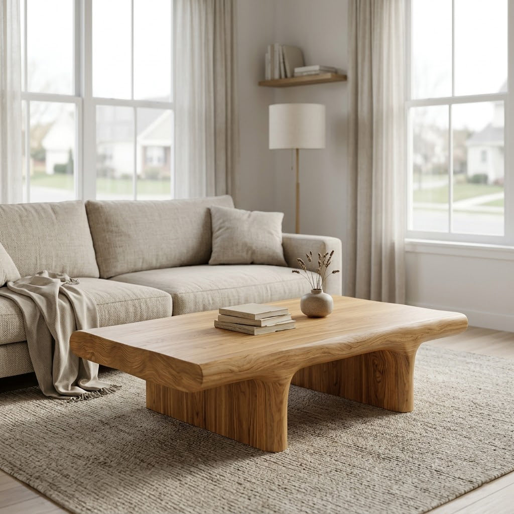 Koren Arched Monolith Solid Wood Coffee Table