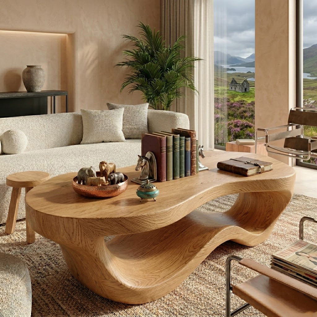 Aervon Fluid Loop Solid Wood Coffee Table