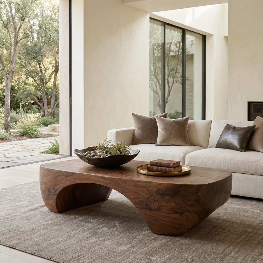 Solis Arched Bridge Solid Wood Coffee Table