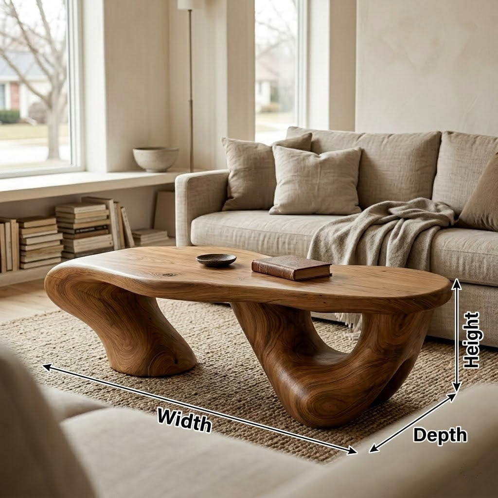 Kelvington Organic Fluid Base Solid Wood Coffee Table