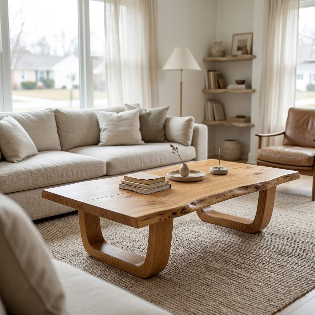 Arvion Scoop Base Live Edge Solid Wood Coffee Table