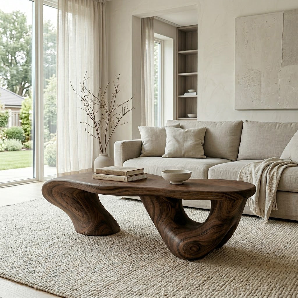 Kelvington Organic Fluid Base Solid Wood Coffee Table