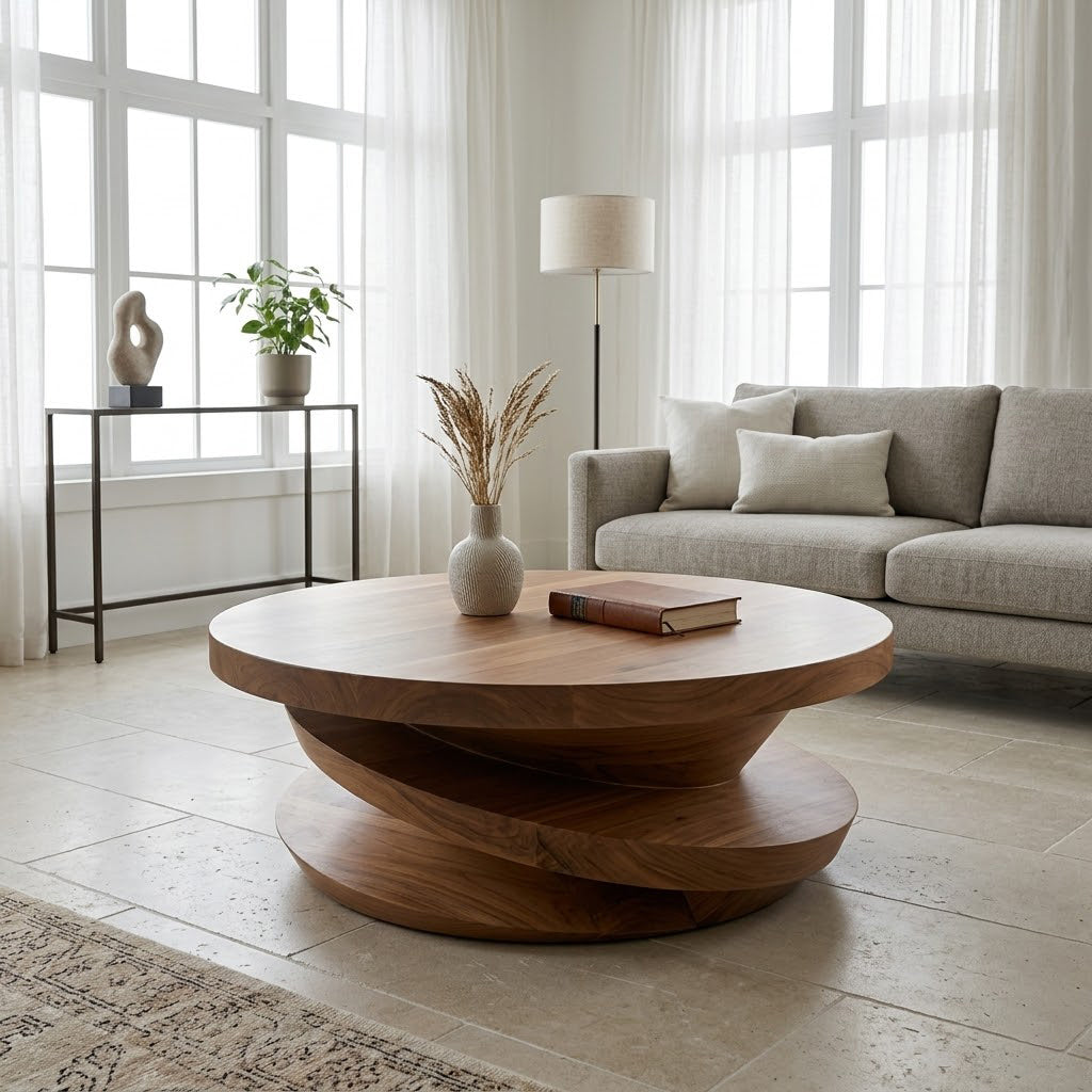 Volute Sculptural Solid Wood Coffee Table