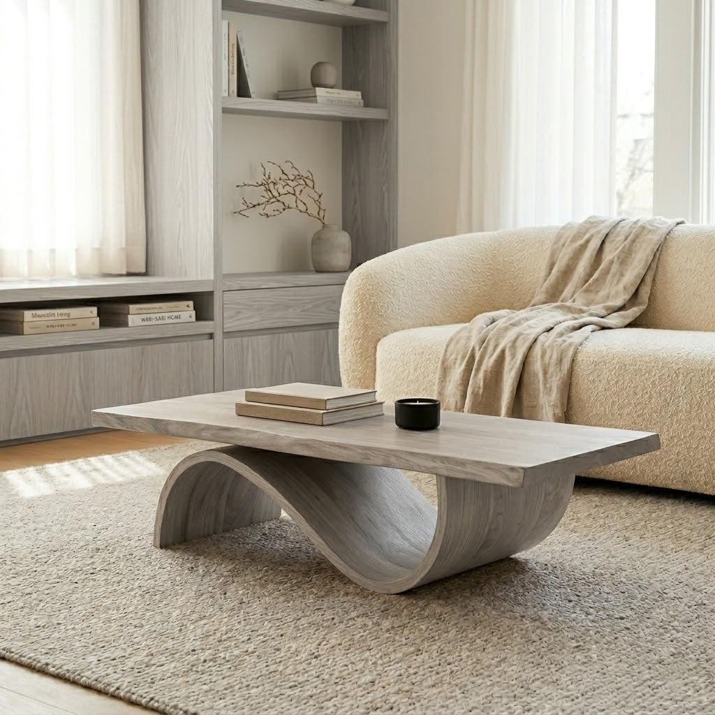 Curvilinear Wave Solid Wood Coffee Table
