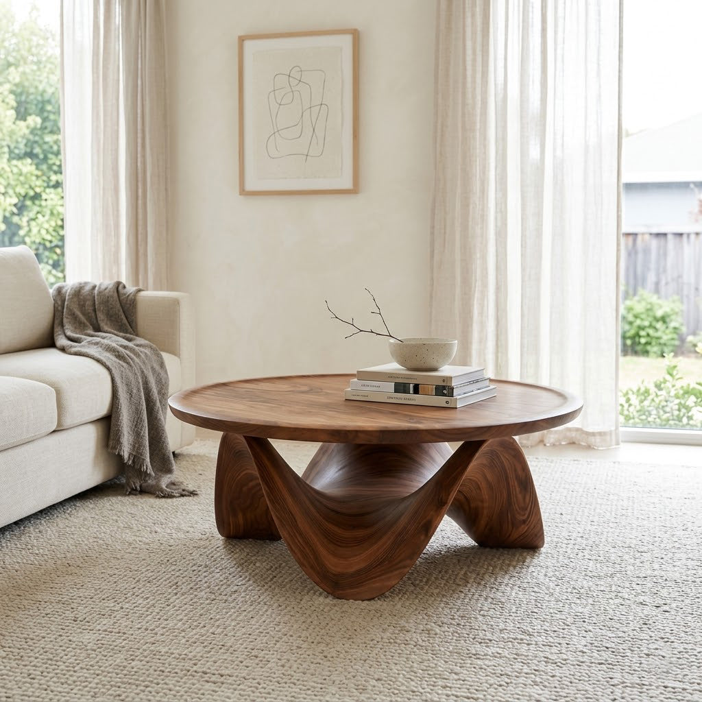 Ondara Fluid Base Solid Wood Coffee Table
