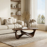 Elara Fluid Base Solid Wood Coffee Table