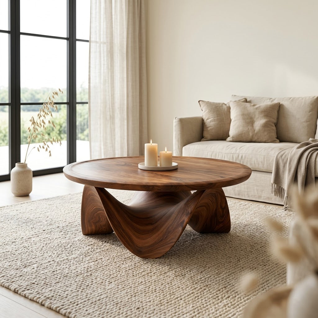 Ondara Fluid Base Solid Wood Coffee Table