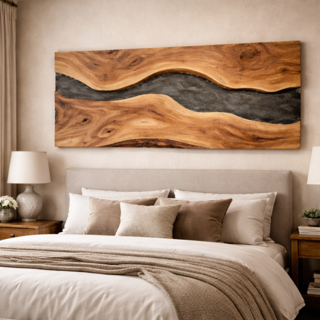 Fluvera Organic Flow Solid Wood Wall Sculpture For Home Decor