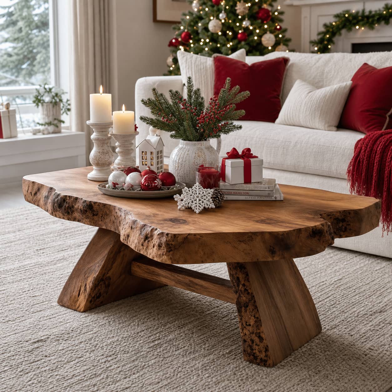 Aethel Live-Edge Solid Wood Coffee Table For Living Room