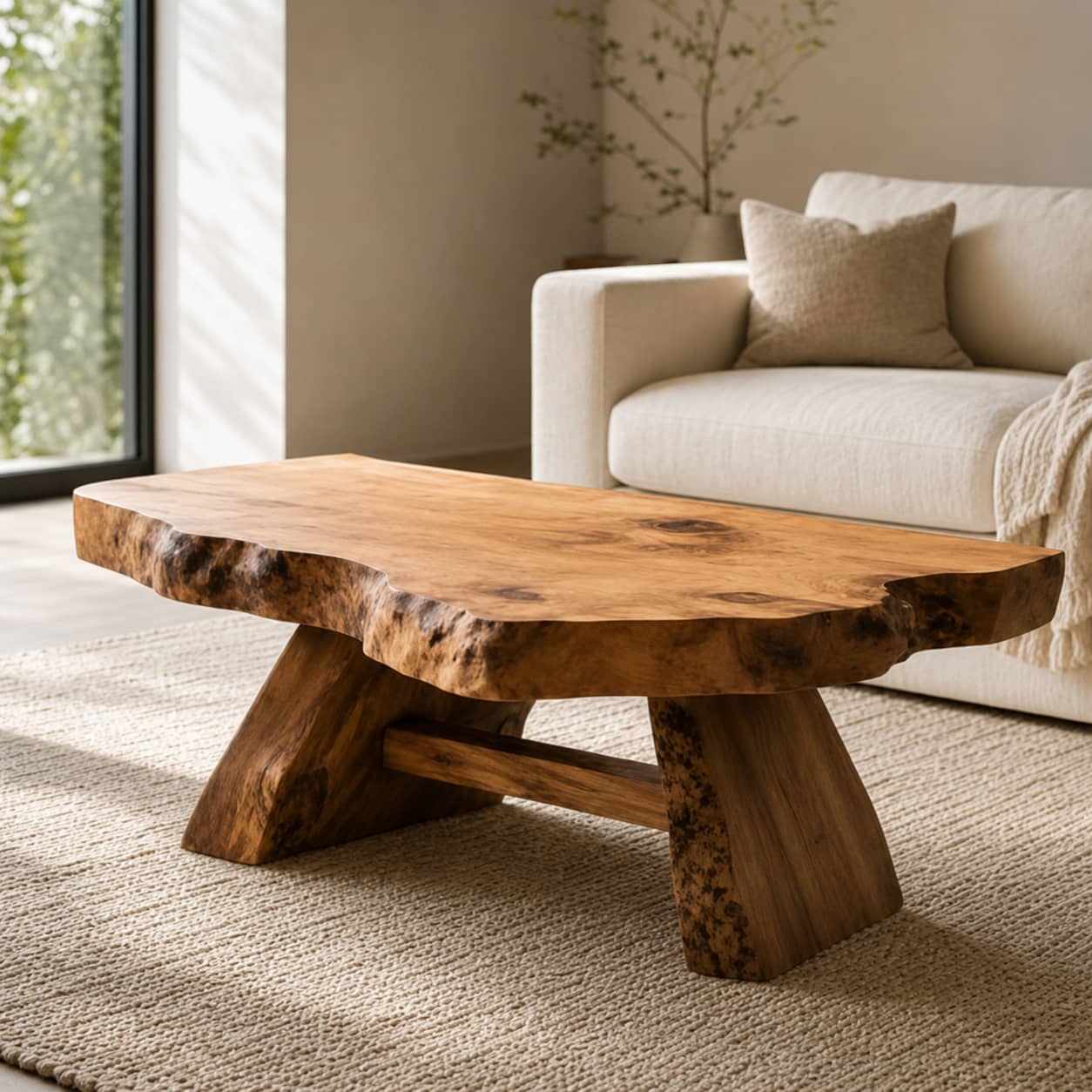 Aethel Live-Edge Solid Wood Coffee Table For Living Room