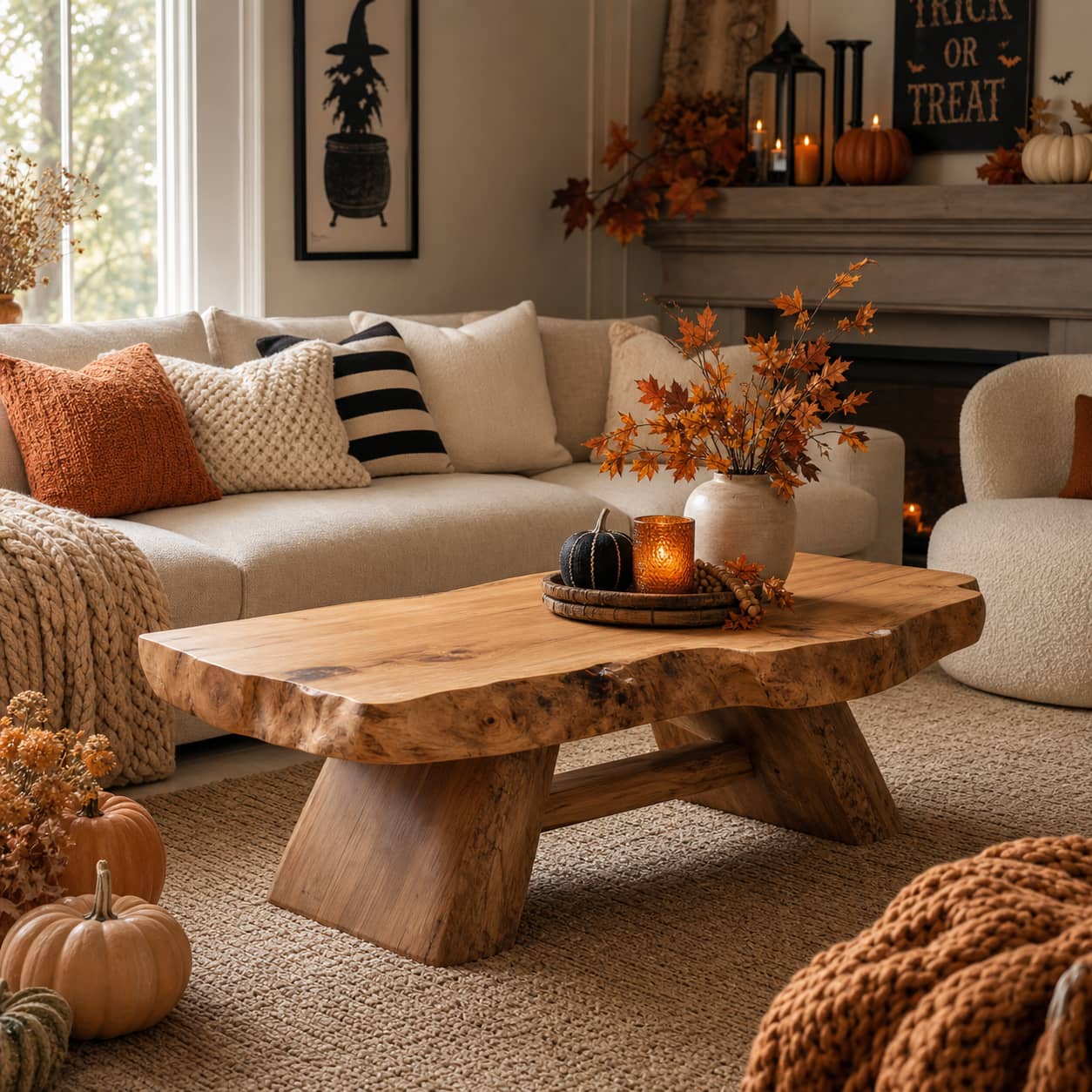 Aethel Live-Edge Solid Wood Coffee Table For Living Room