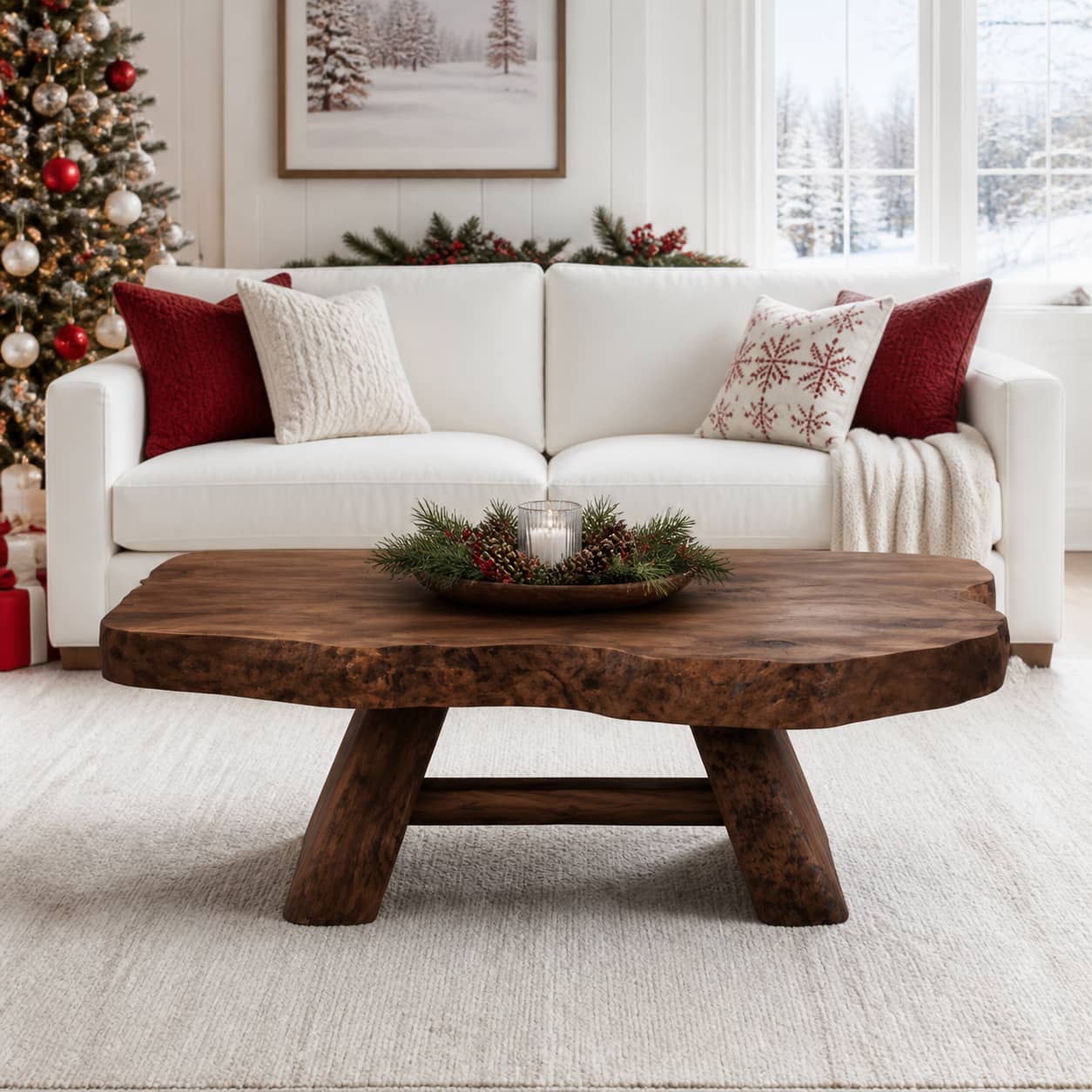 Aethel Live-Edge Solid Wood Coffee Table For Living Room