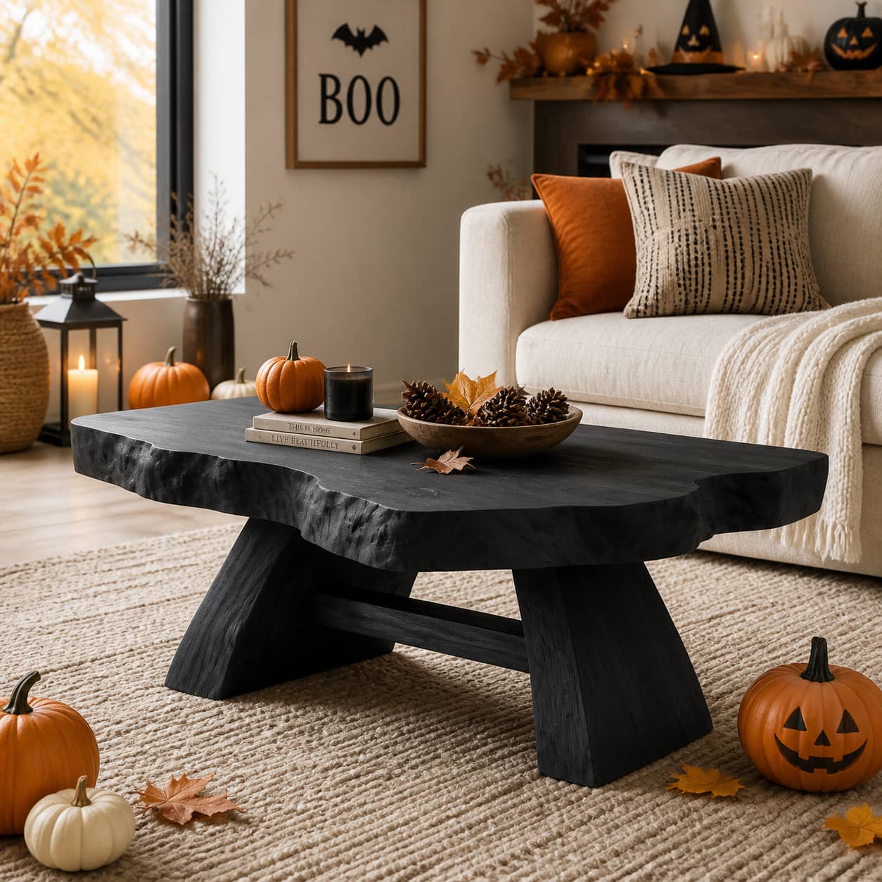 Aethel Live-Edge Solid Wood Coffee Table For Living Room
