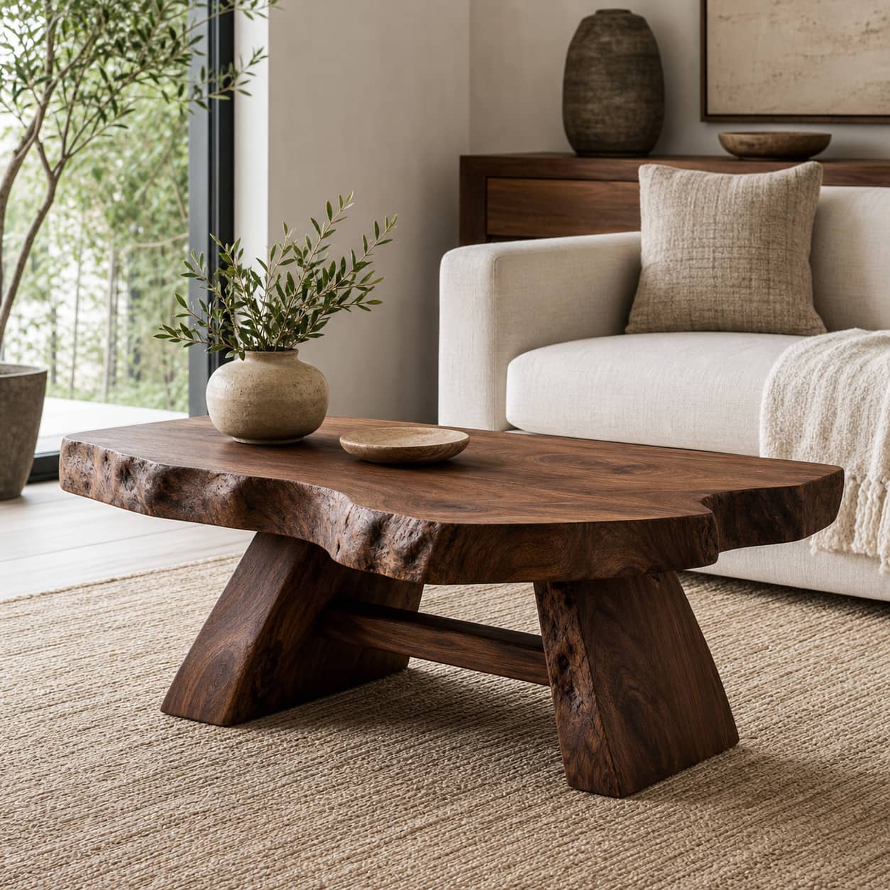 Aethel Live-Edge Solid Wood Coffee Table For Living Room