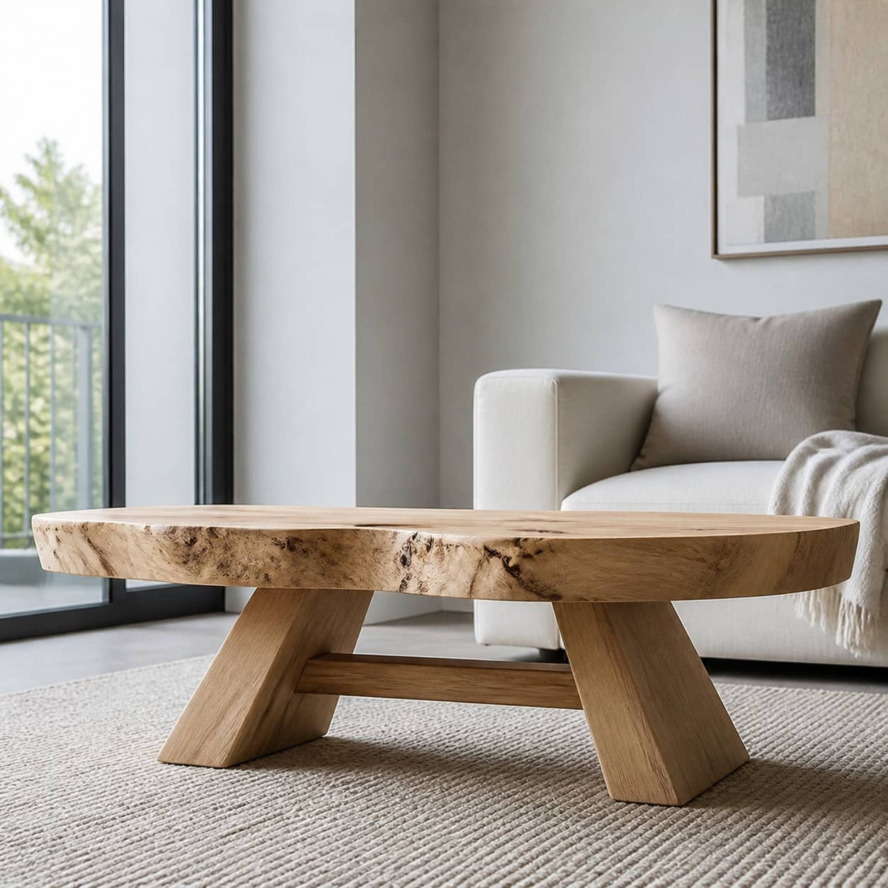 Aethel Live-Edge Solid Wood Coffee Table For Living Room