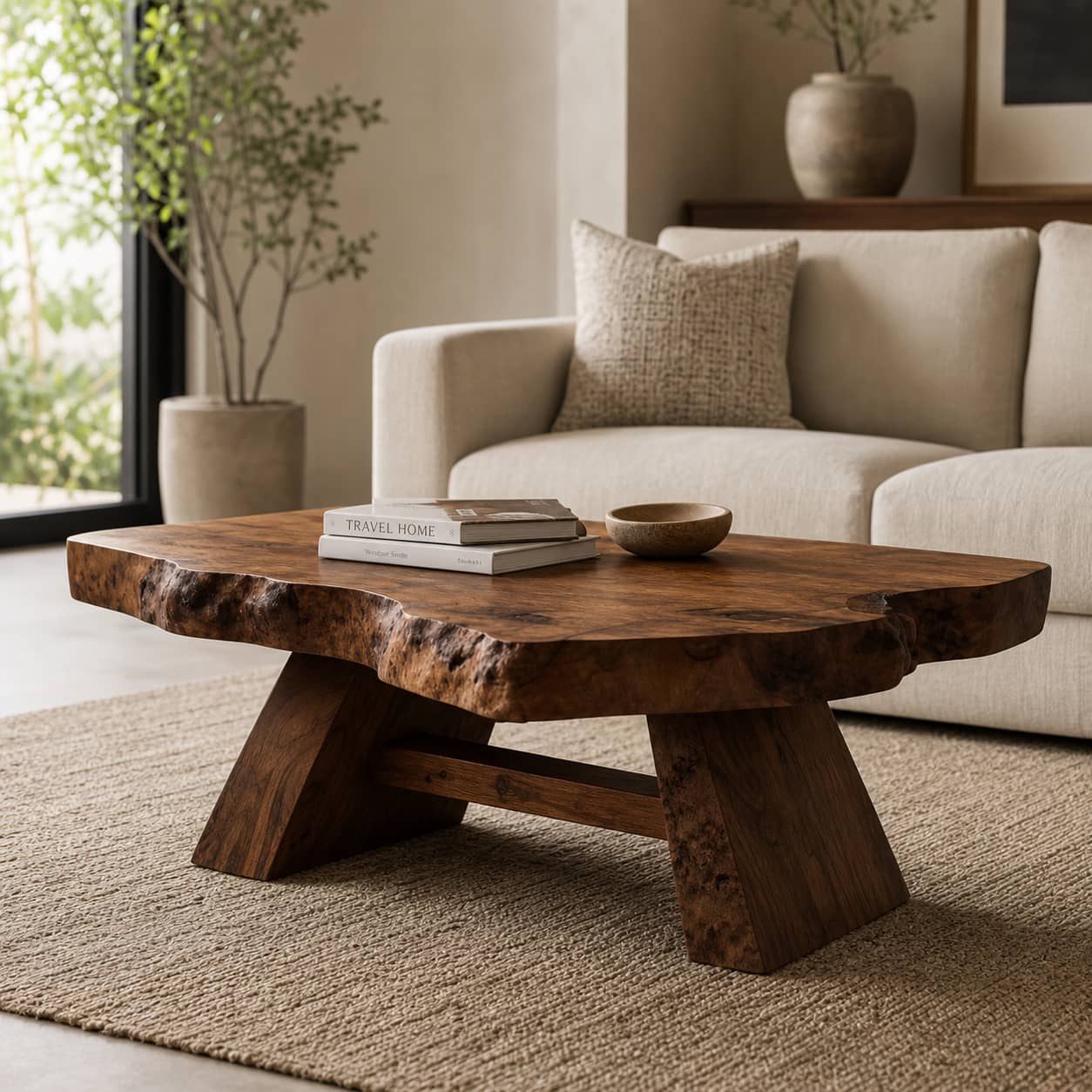 Aethel Live-Edge Solid Wood Coffee Table For Living Room