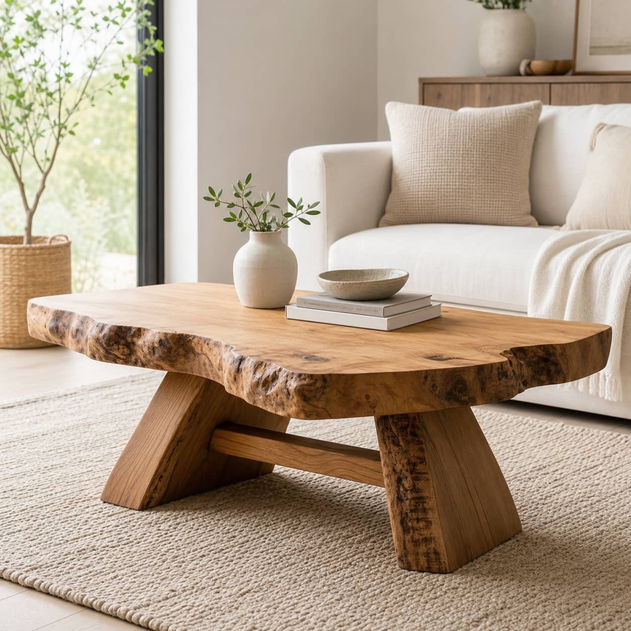 Aethel Live-Edge Solid Wood Coffee Table For Living Room