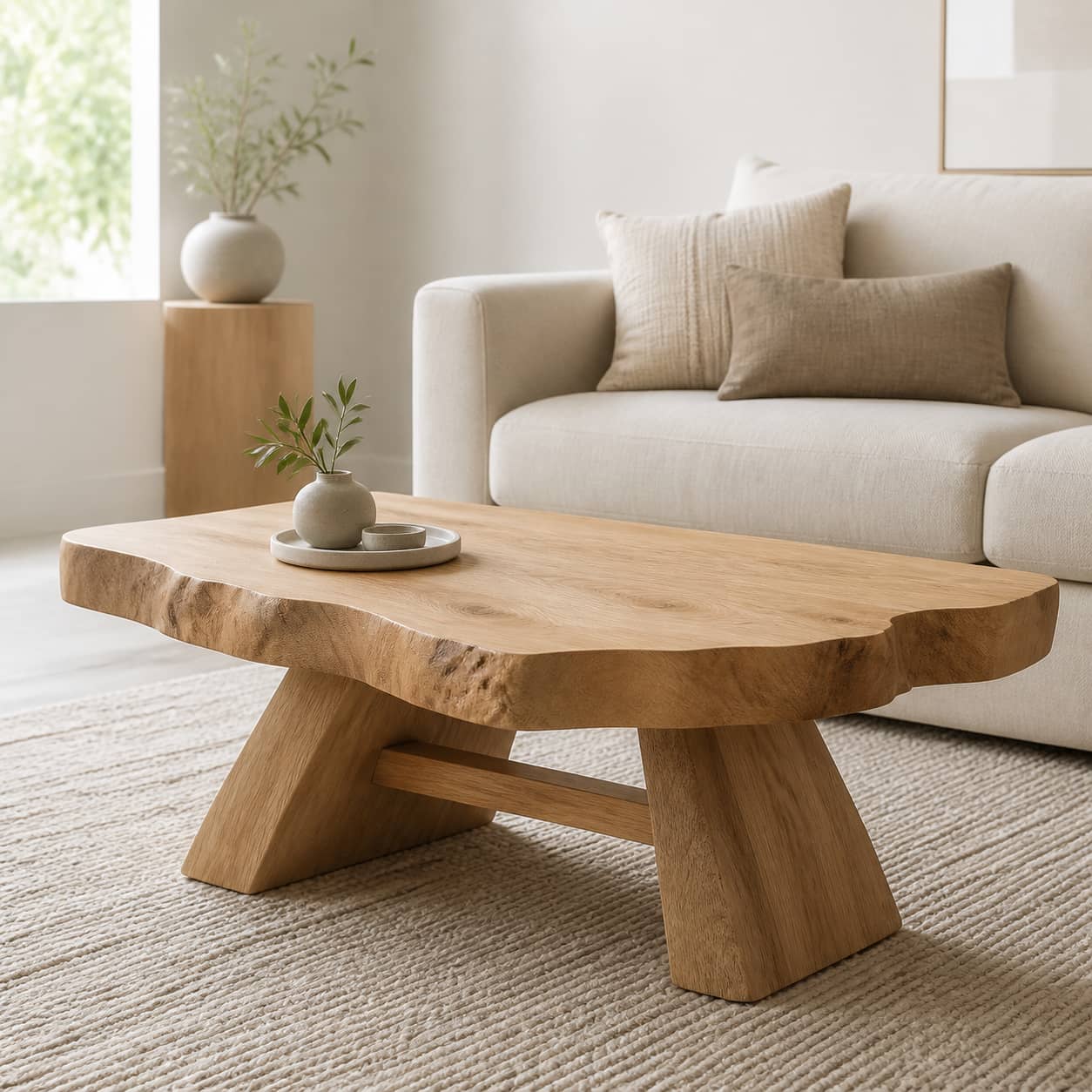 Aethel Live-Edge Solid Wood Coffee Table For Living Room