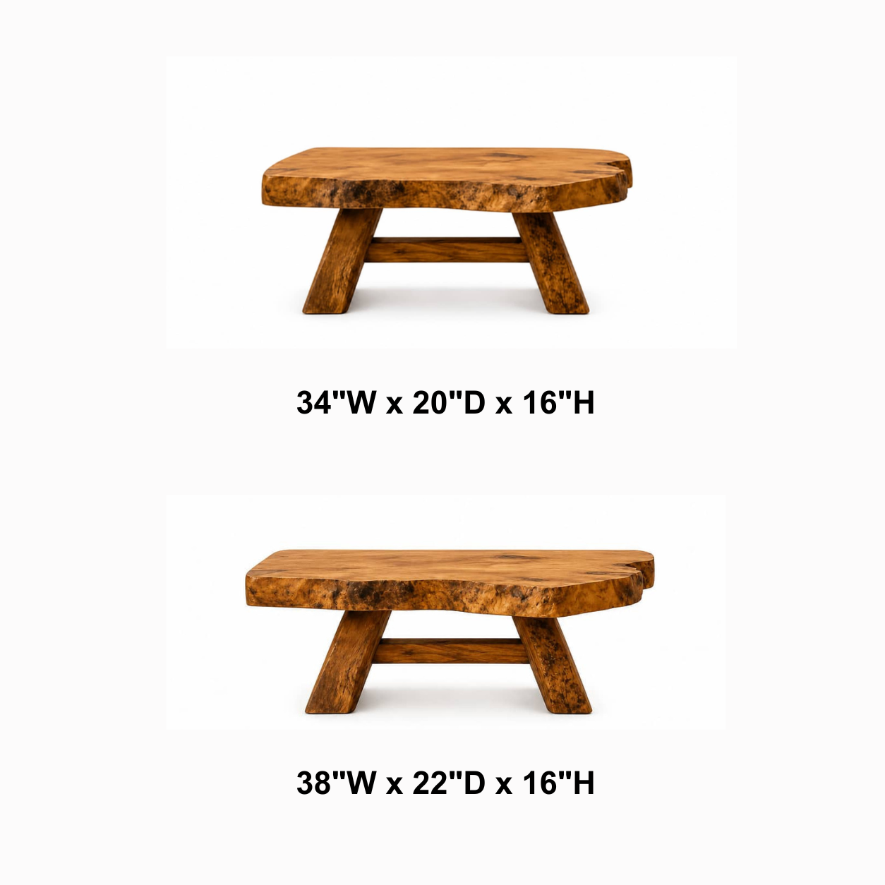 Aethel Live-Edge Solid Wood Coffee Table For Living Room