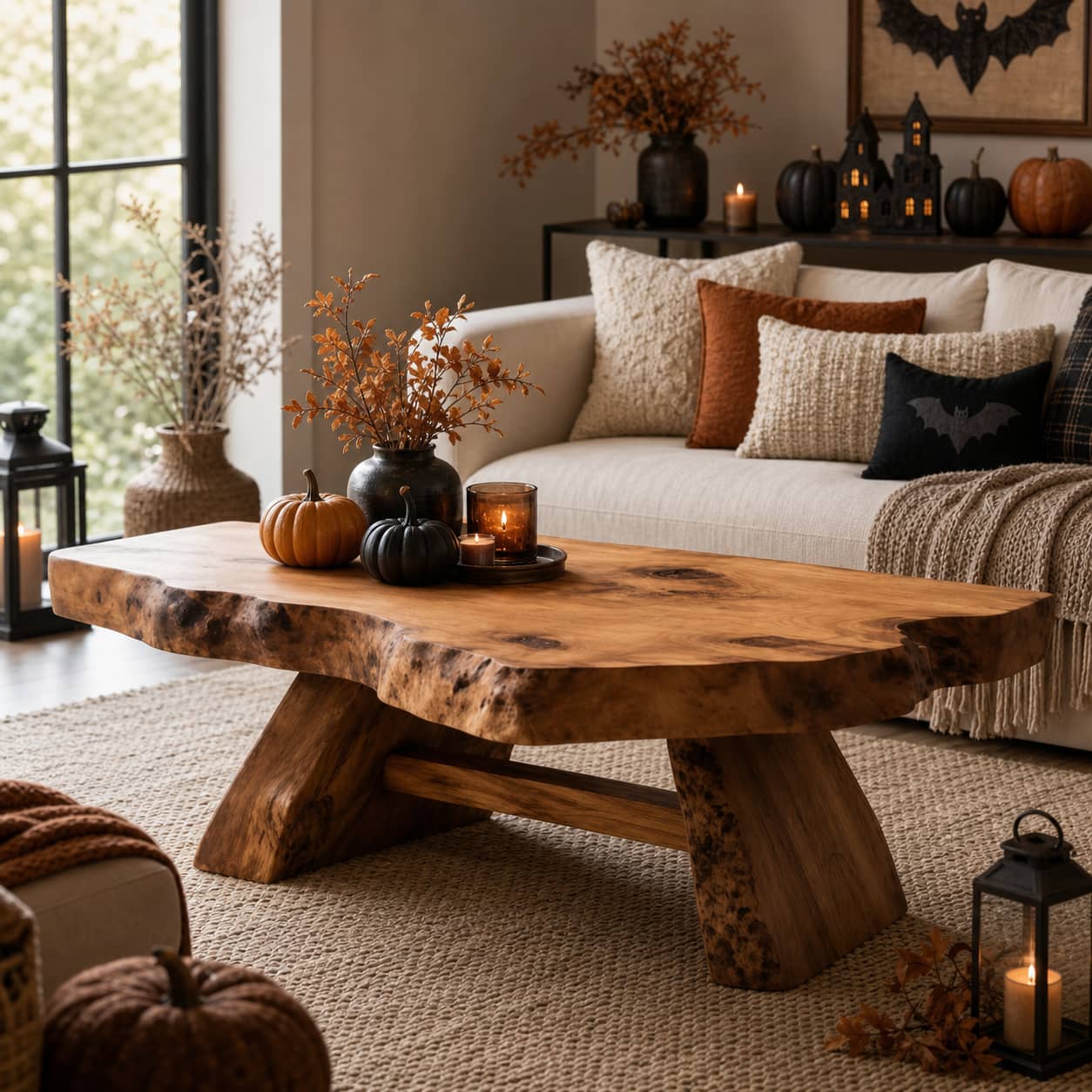 Aethel Live-Edge Solid Wood Coffee Table For Living Room